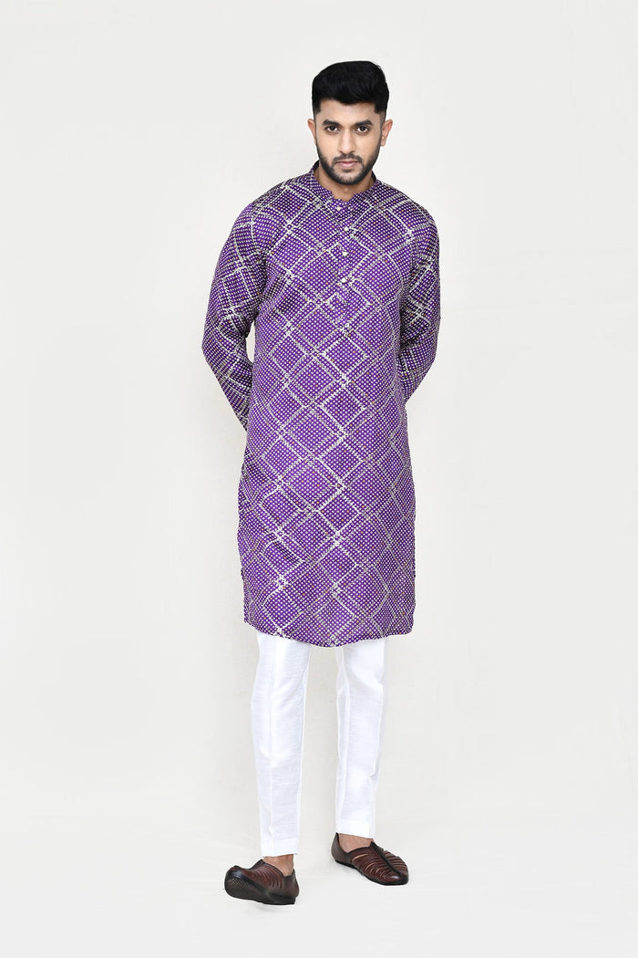Purple Silk Kurta Set