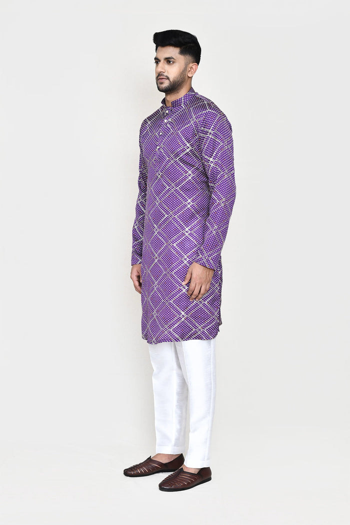 Purple Silk Kurta Set