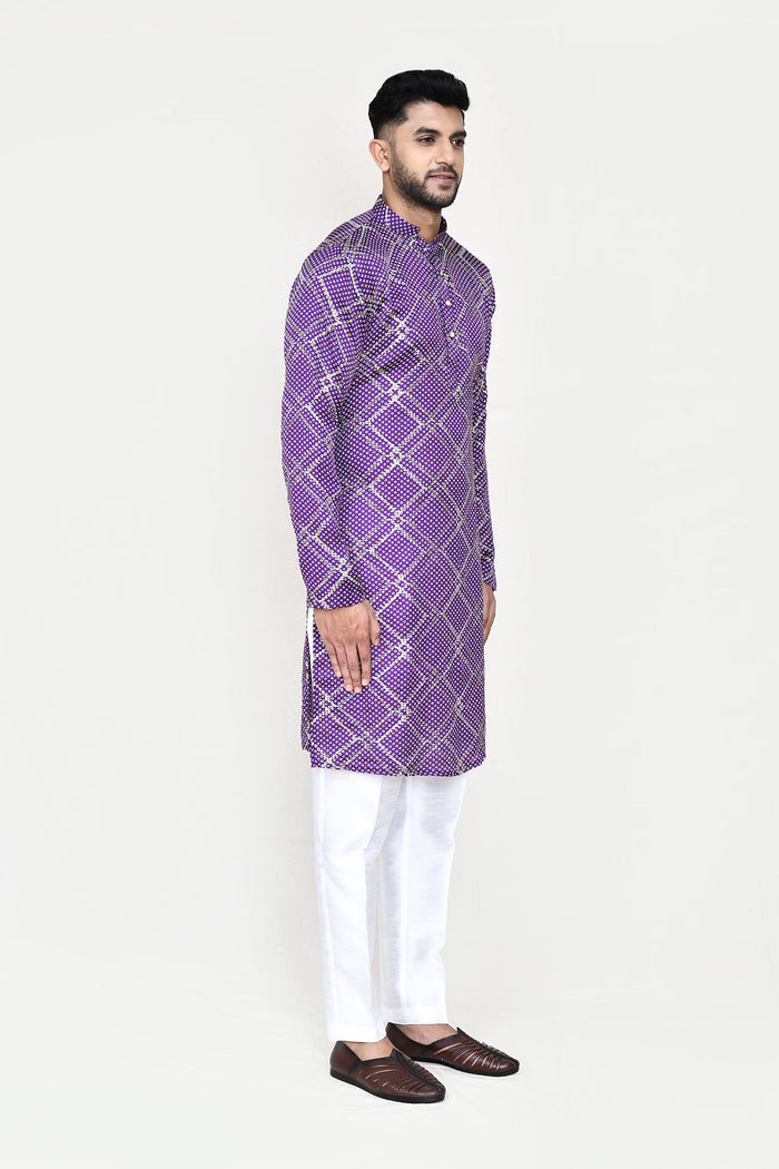 Purple Silk Kurta Set