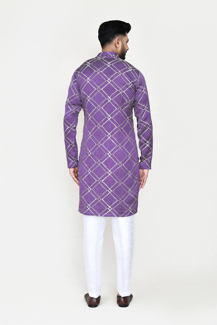 Purple Silk Kurta Set