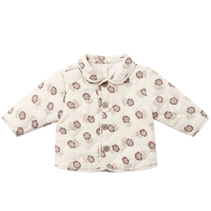 Quincy Mae - Collared Quilted Jacket - Fall Floral
