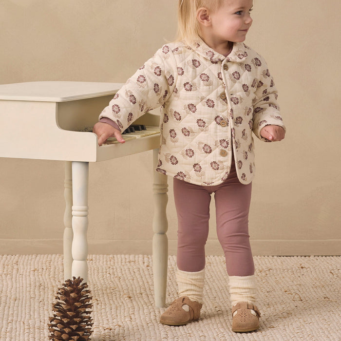 Quincy Mae - Collared Quilted Jacket - Fall Floral