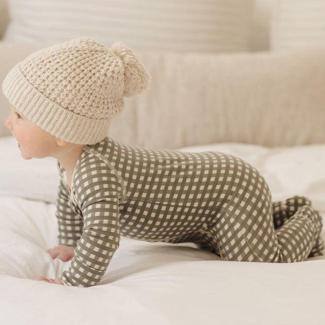 Quincy Mae - Knit Pom Pom Beanie-Hats-Forest-6-12M-Posh Baby