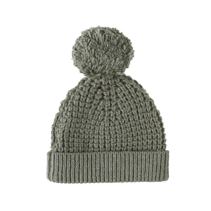 Quincy Mae - Knit Pom Pom Beanie-Hats-Forest-6-12M-Posh Baby