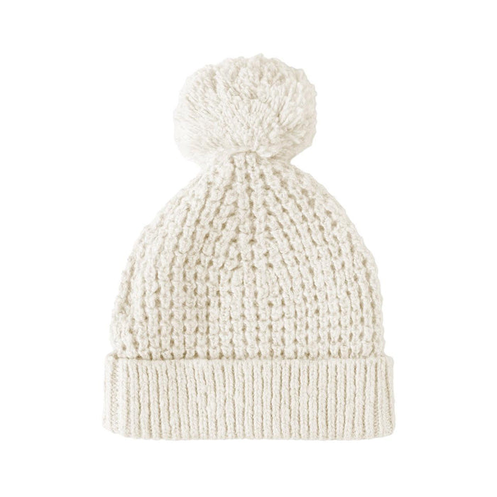 Quincy Mae - Knit Pom Pom Beanie-Hats-Natural-0-6M-Posh Baby