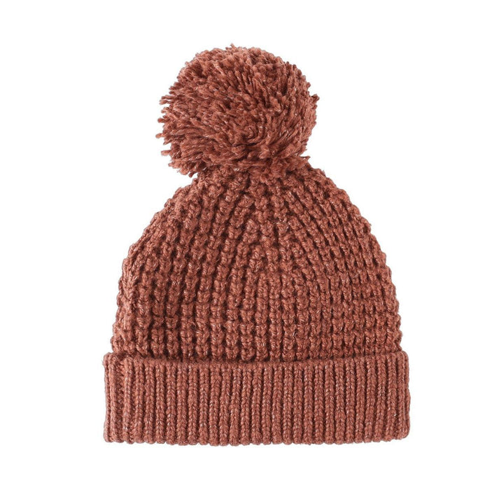 Quincy Mae - Knit Pom Pom Beanie-Hats-Cranberry-6-12M-Posh Baby