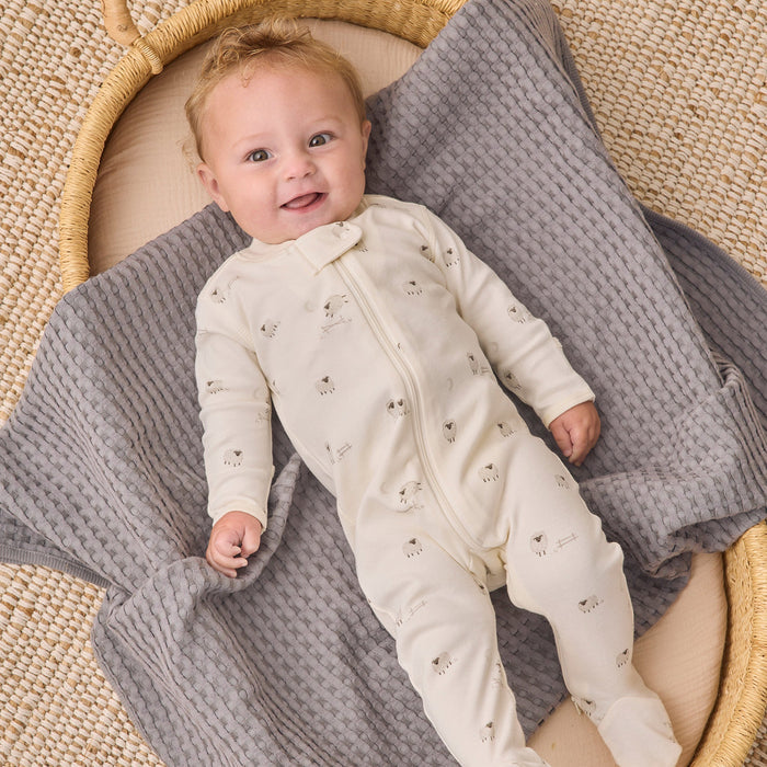 Quincy Mae - Organic 2-Way Zipper Footie - Sheep
