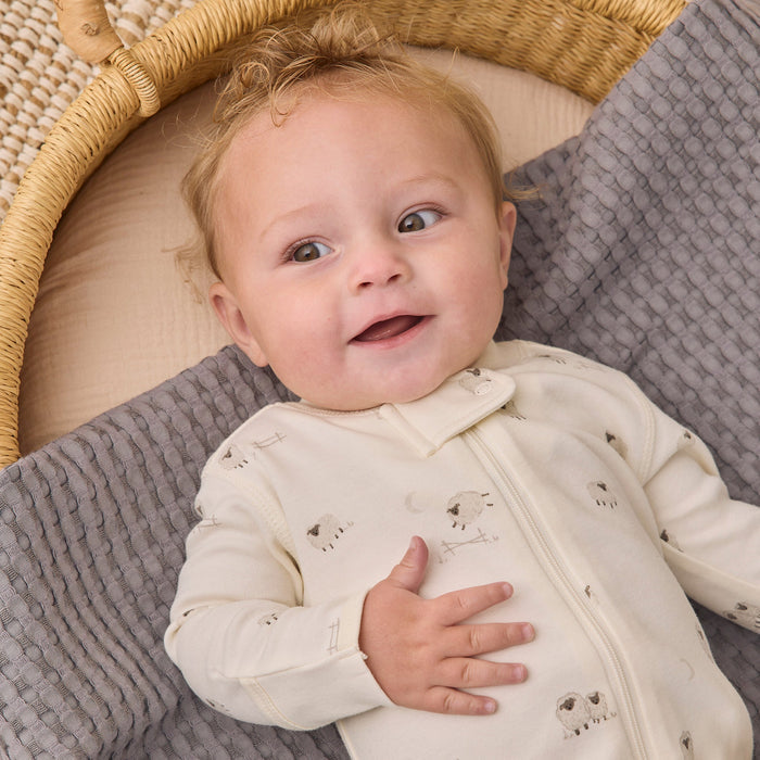 Quincy Mae - Organic 2-Way Zipper Footie - Sheep
