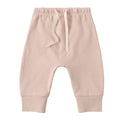 Quincy Mae - Organic Drawstring Pants - Coral Micro Stripe-Bottoms-0-3M-Posh Baby