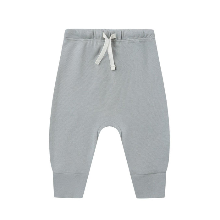 Quincy Mae - Organic Drawstring Pants - Steel Blue-Bottoms-0-3M-Posh Baby