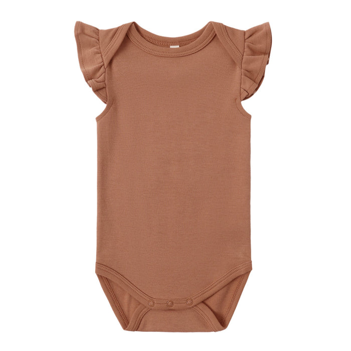 Quincy Mae - Organic Flutter Sleeve Bodysuit - Poppy-Onesies-0-3M-Posh Baby