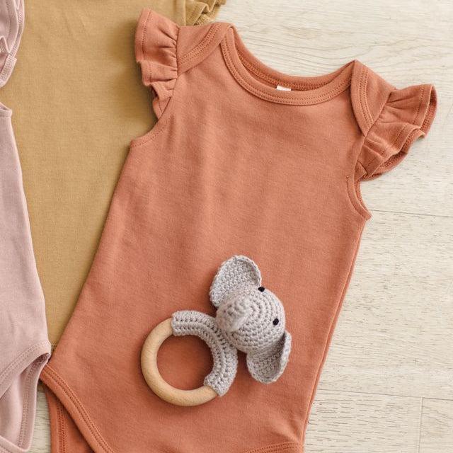 Quincy Mae - Organic Flutter Sleeve Bodysuit - Poppy-Onesies-0-3M-Posh Baby