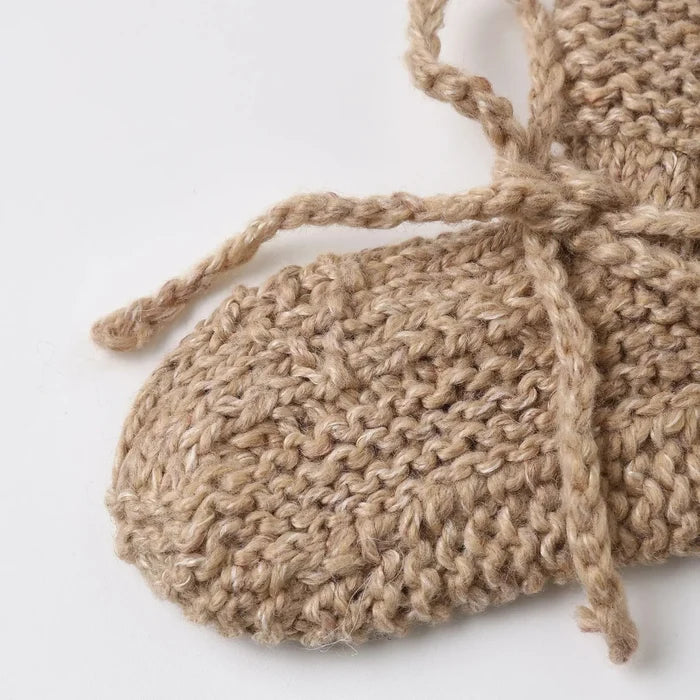 Quincy Mae - Organic Knit Booties - Heathered Almond