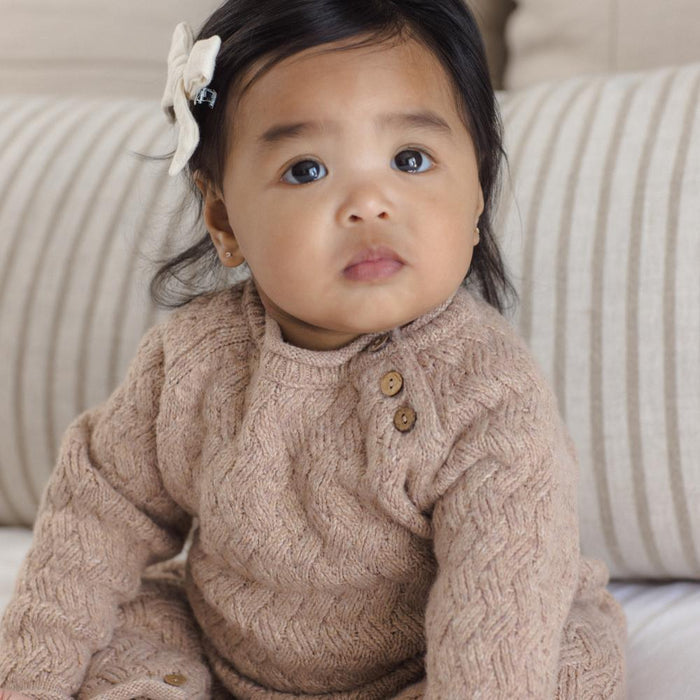 Quincy Mae - Organic Knit Romper - Heathered Almond