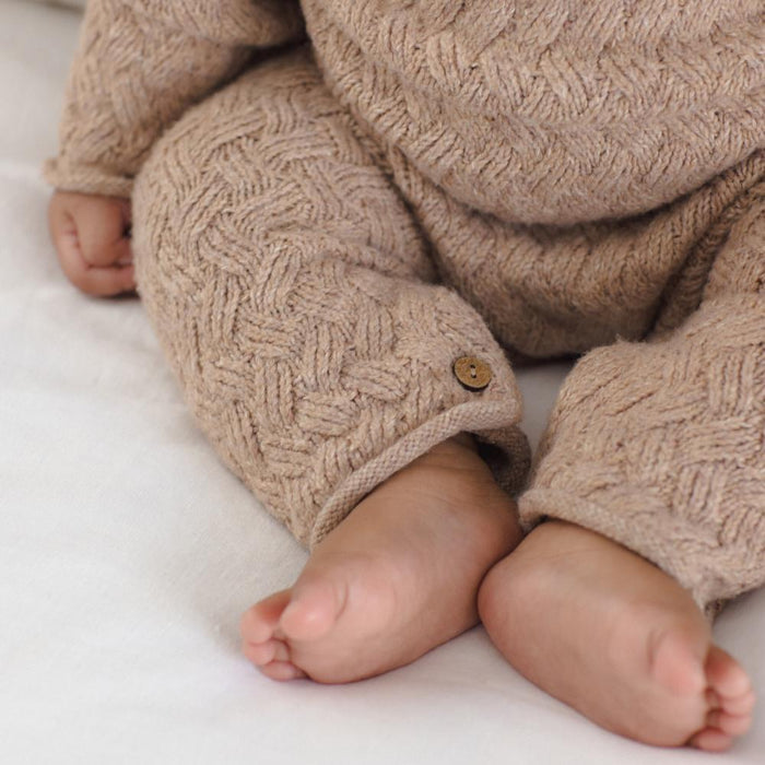 Quincy Mae - Organic Knit Romper - Heathered Almond