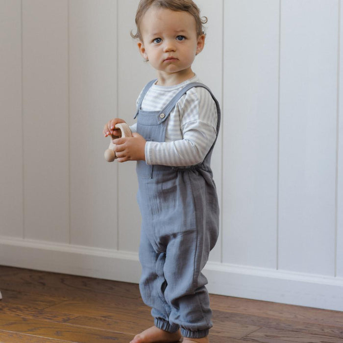 Quincy Mae - Organic Muslin Overalls - Slate