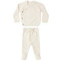 Quincy Mae - Organic Pointelle Knit Wrap Top & Pant Take Me Home Set - Natural