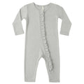 Quincy Mae - Organic Pointelle Ruffle Romper - Sage-Footies + Rompers (Basic)-0-3M-Posh Baby