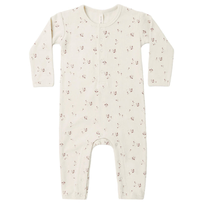 Quincy Mae - Organic Ribbed Romper - Fall Ditsy