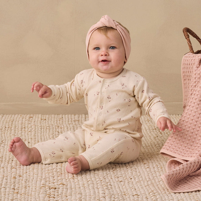 Quincy Mae - Organic Ribbed Romper - Fall Ditsy