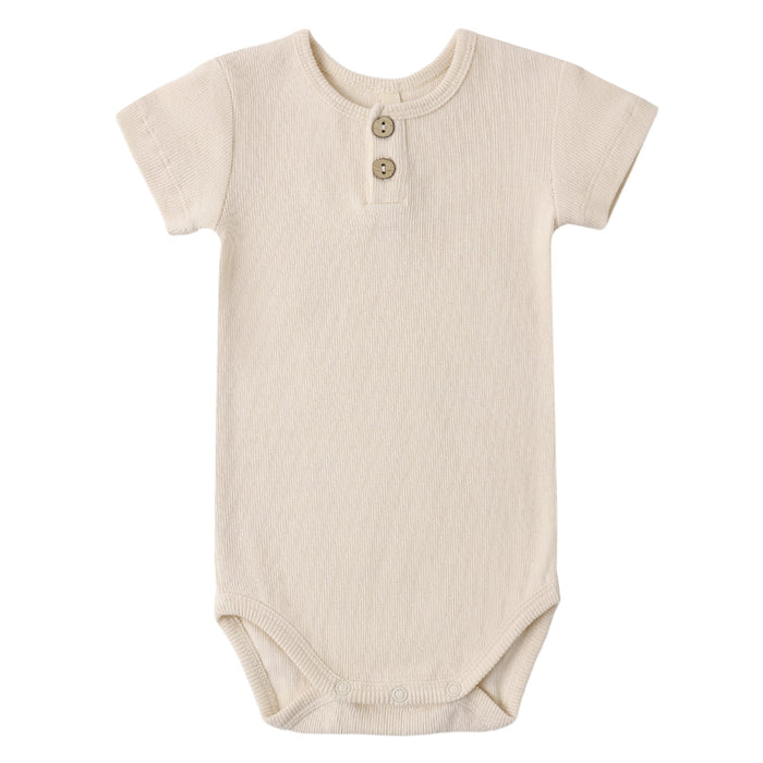 Quincy Mae - Organic Short Sleeve Bodysuit - Ecru-Onesies-0-3M-Posh Baby