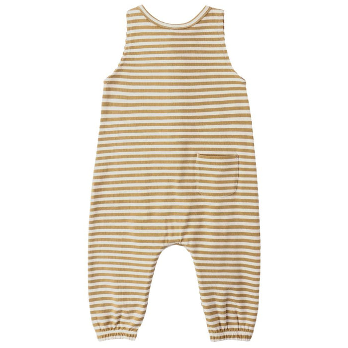 Quincy Mae - Organic Tank Romper - Honey Stripe-Footies + Rompers (Fashion)-0-3M-Posh Baby