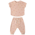 Quincy Mae - Organic Terry Top & Pant Set - Coral Dots-Sets-3-6M-Posh Baby