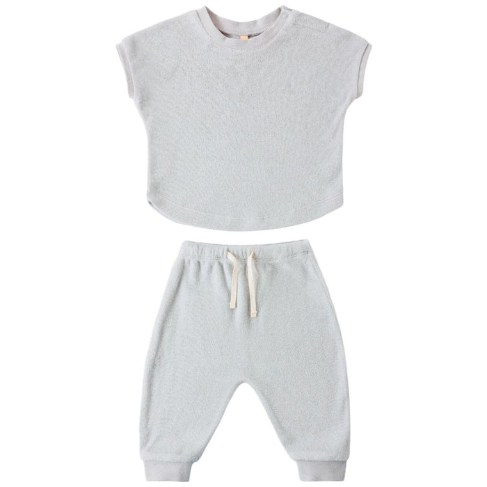 Quincy Mae - Organic Terry Top & Pant Set - Sky Blue-Sets-3-6M-Posh Baby