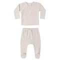 Quincy Mae - Organic Wrap Top & Pant Set - Oat Micro Stripe-Take Me Home Sets-Newborn-Posh Baby