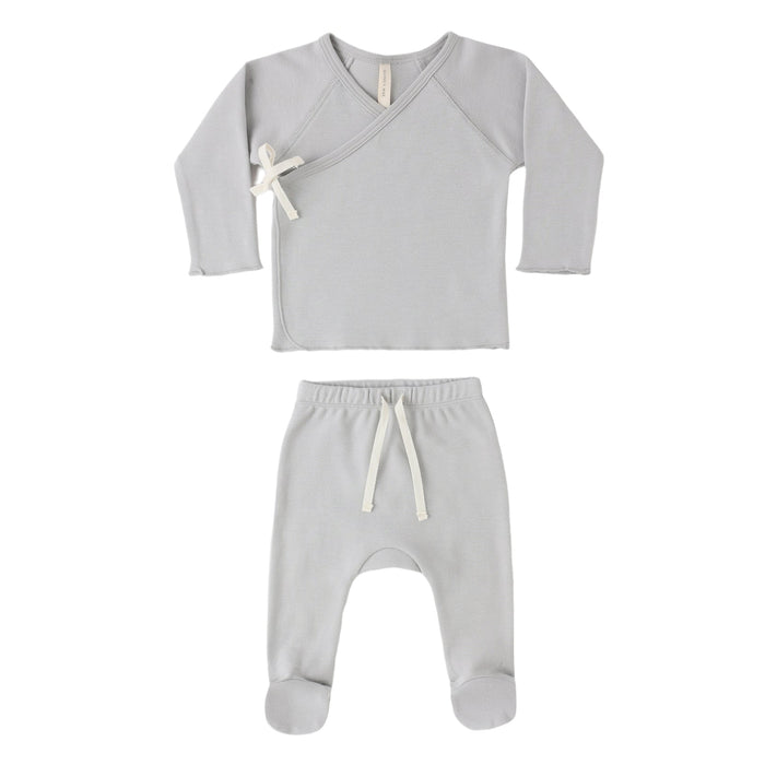 Quincy Mae - Organic Wrap Top & Pant Set - Sky-Take Me Home Sets-Newborn-Posh Baby