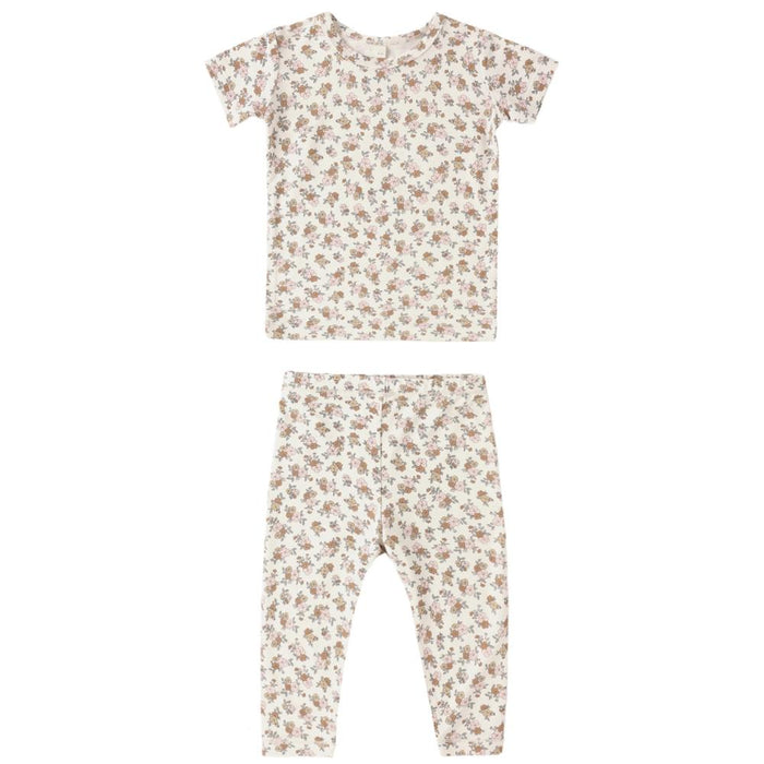 Quincy Mae - Short Sleeve Bamboo Pajama Set - Wildflower-Pajama Sets-0-3M-Posh Baby