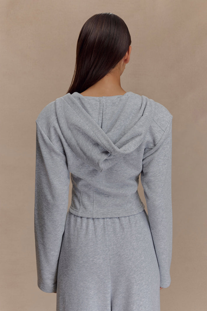 Quinn Zip Up Hoodie - Light Grey Marle