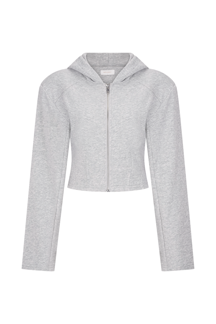 Quinn Zip Up Hoodie - Light Grey Marle