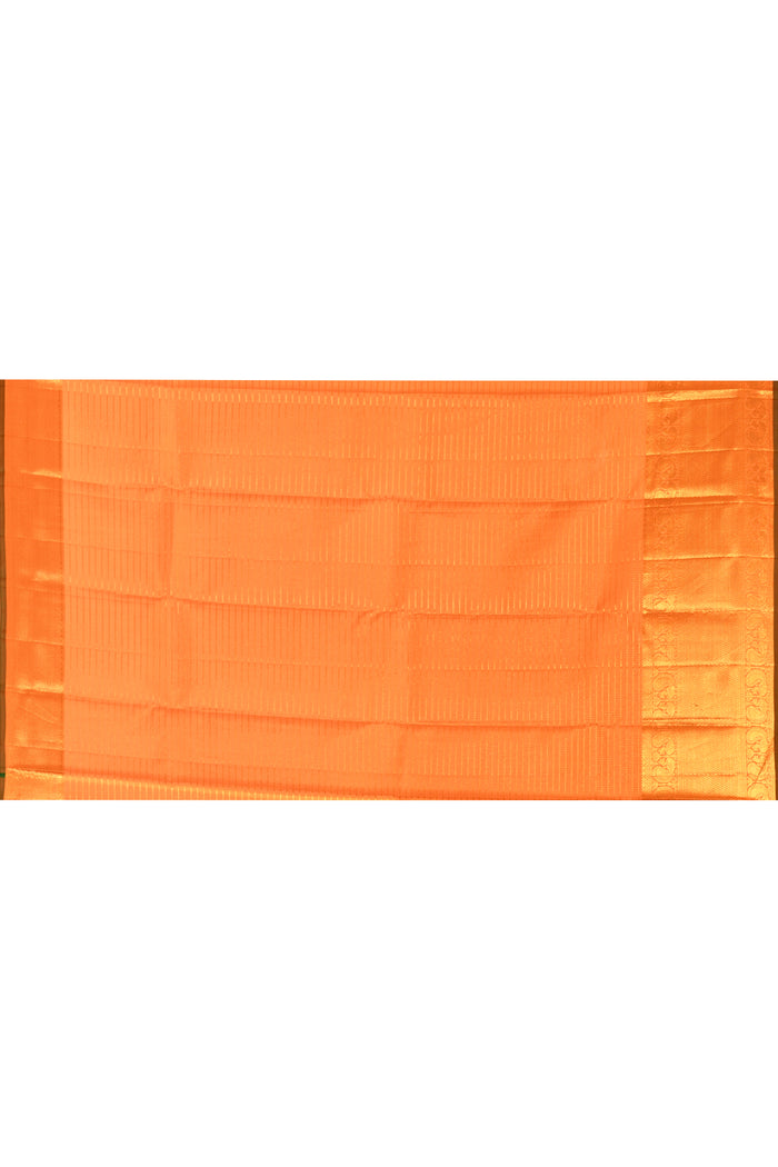 Radiant Orange With Gold Zari Woven Border Kanjivaram Silk Saree
