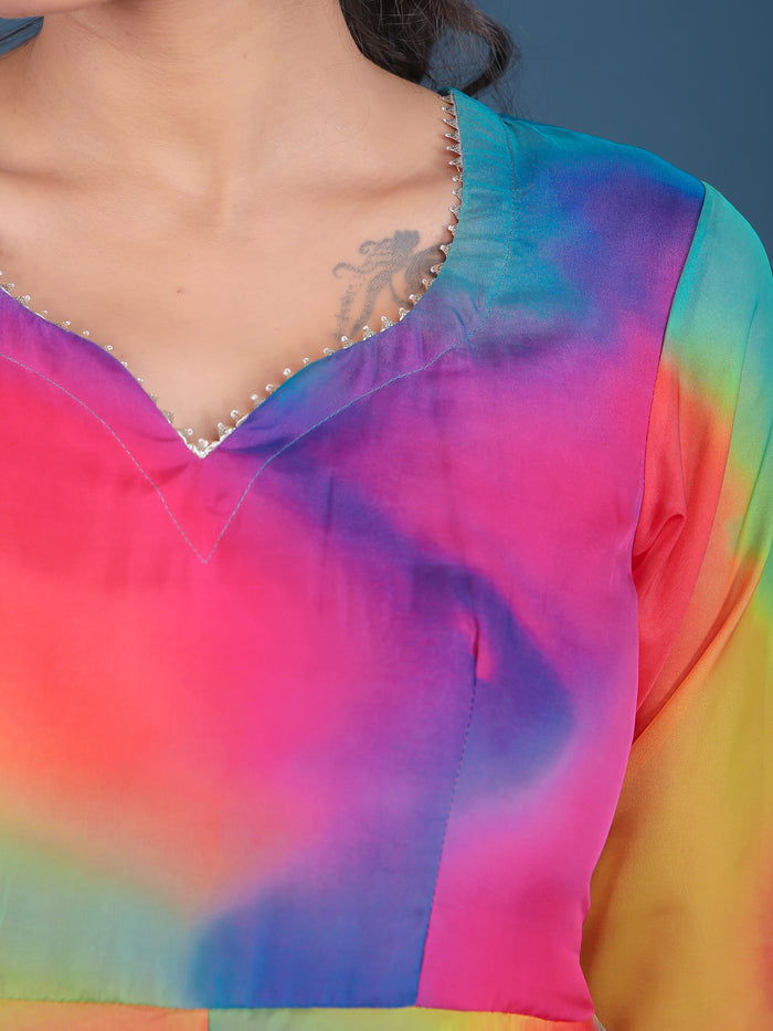 Rainbow Tie-Dye Ombre Anarkali Set