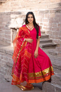 <img> Rani Pink Cotton Silk Anarkali Set