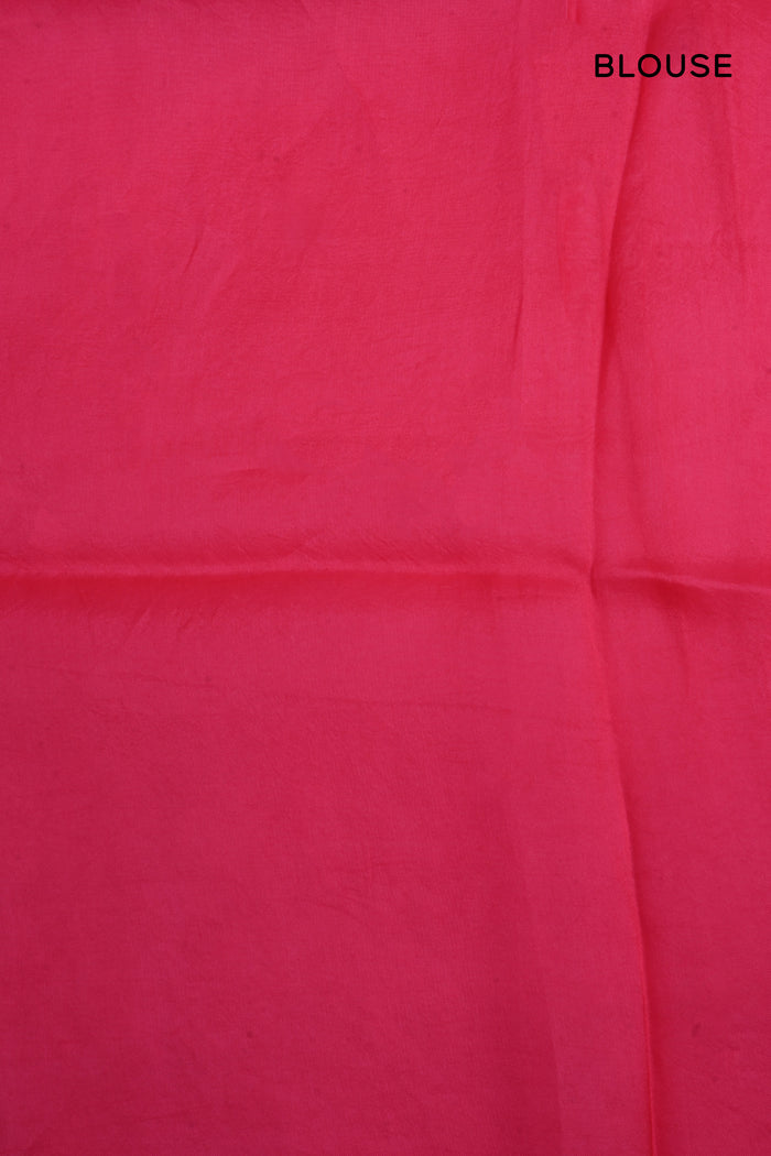Raspberry Pink Foil Printed Organza Saree