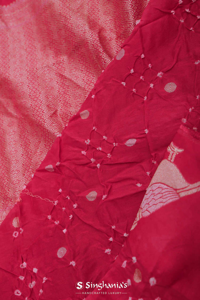 <img> Raspberry Pink Silk Bandhani Saree