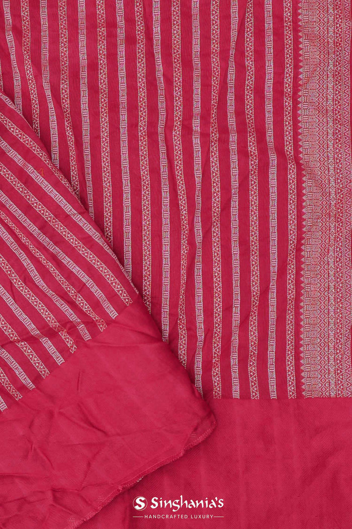 <img> Raspberry Pink Silk Bandhani Saree