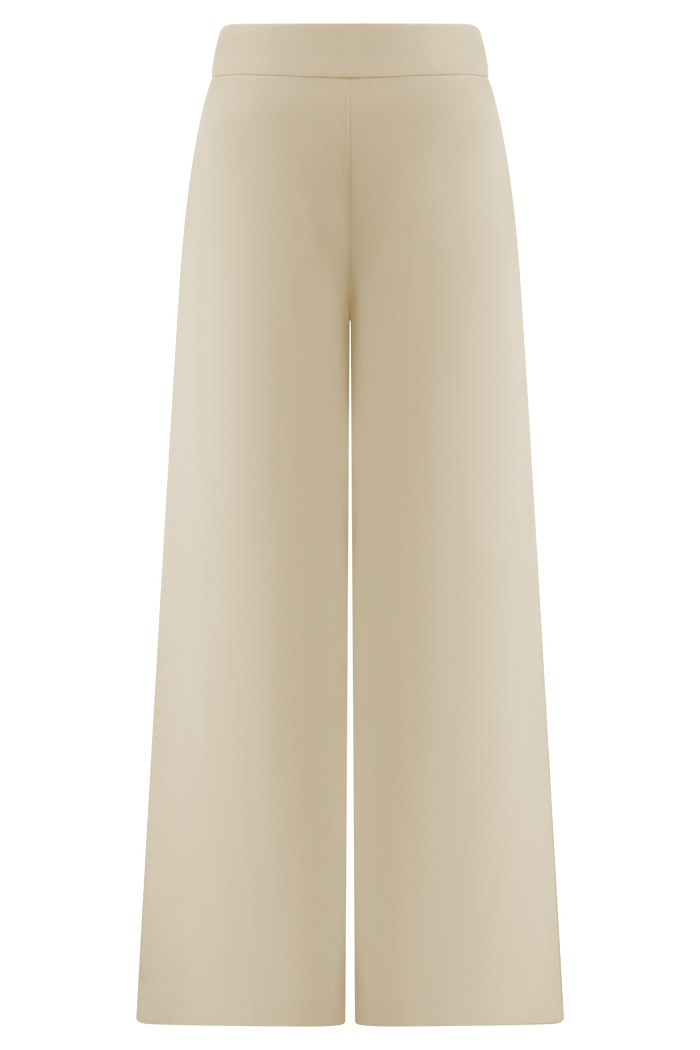 Raya Mid Rise Wide Leg Linen Pant - Natural Beige
