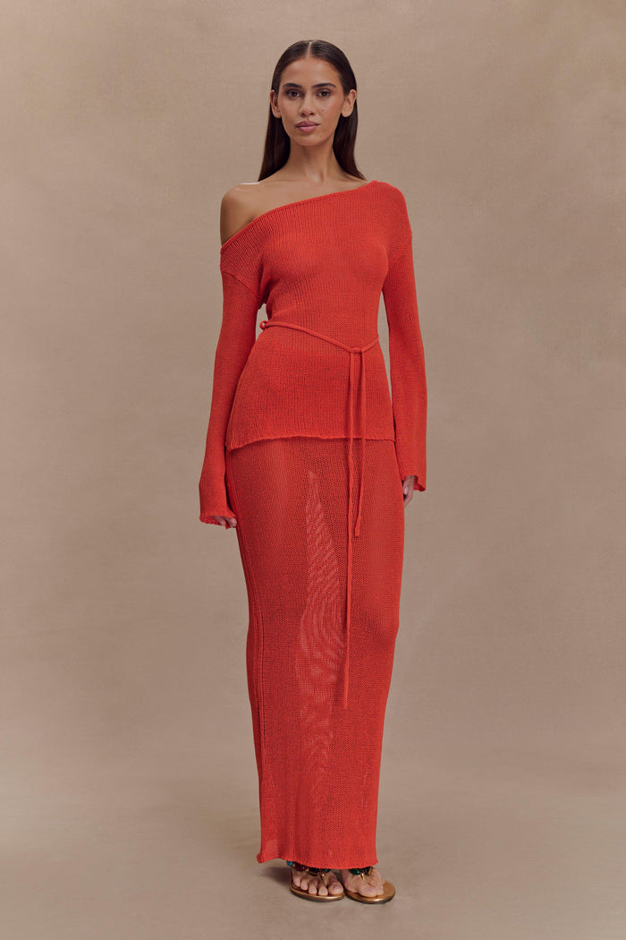 Reagan Knit Maxi Skirt - Orange