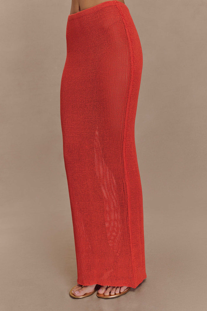 Reagan Knit Maxi Skirt - Orange