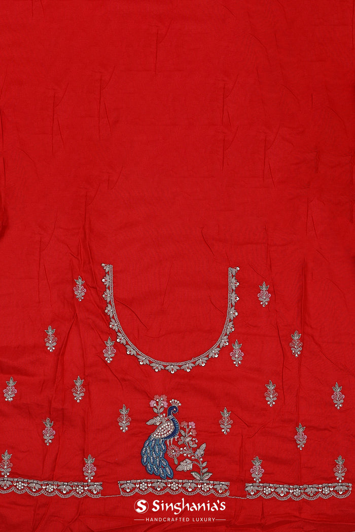 Red Georgette Saree With Bandhani Design