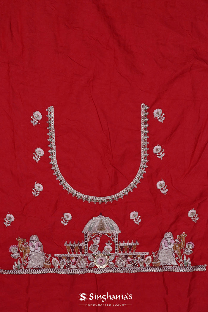 Red Georgette Saree With Designer Border