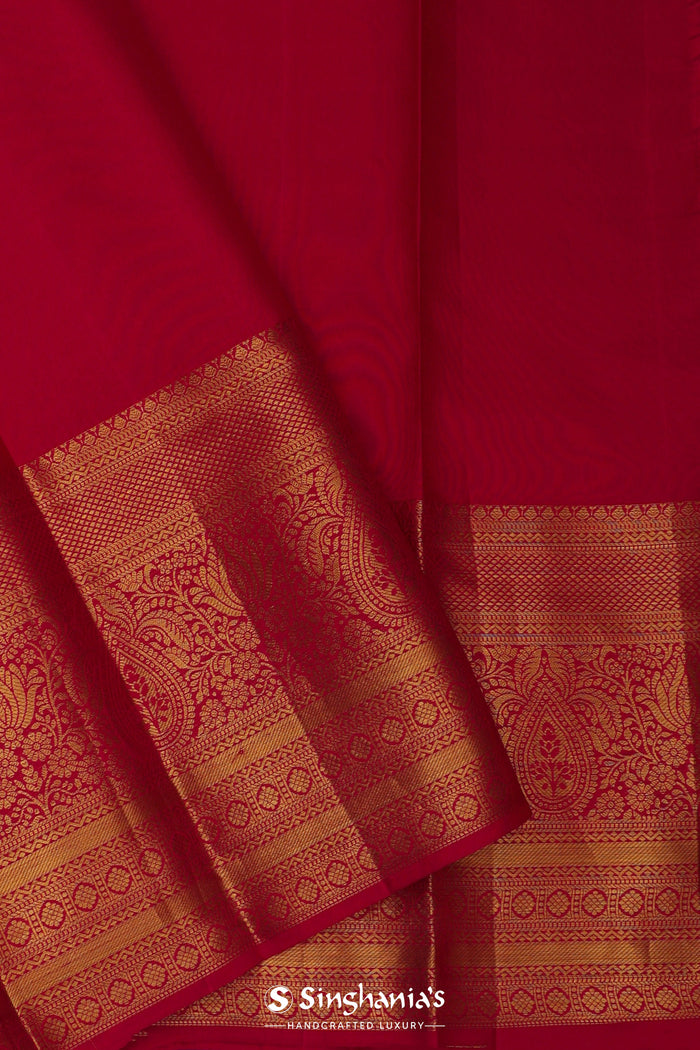 Red Kanjivaram Silk Saree With Geometrical Design