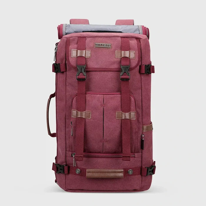 Red WITZMAN A519-2 canvas travel backpack product view