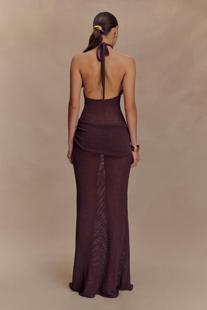 Reece Halter Knit Maxi Dress - Chocolate