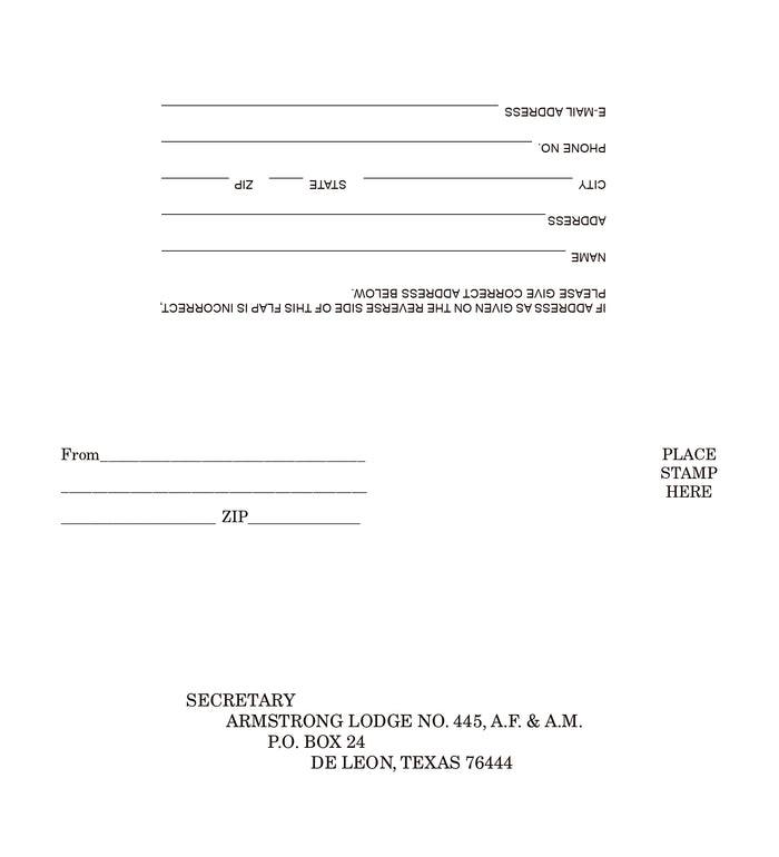 Remittance Dues Envelopes (Fill in Information Below)