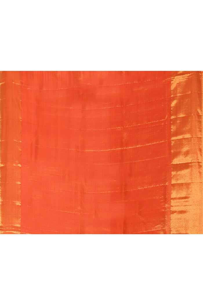 Resplendent Peach Orange Kanjivaram Tissue Silk Saree With Ornate Floral Jaal