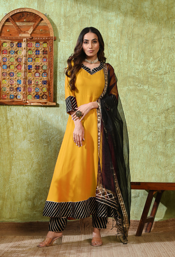 Rich Orange Rayon Solid Anarkali Set